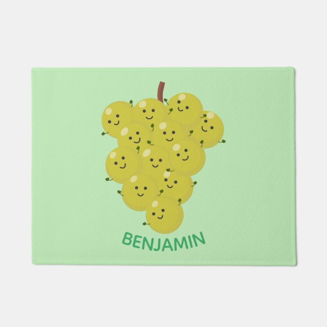 Cute funny bunch of grapes cartoon illustration doormat (Front)