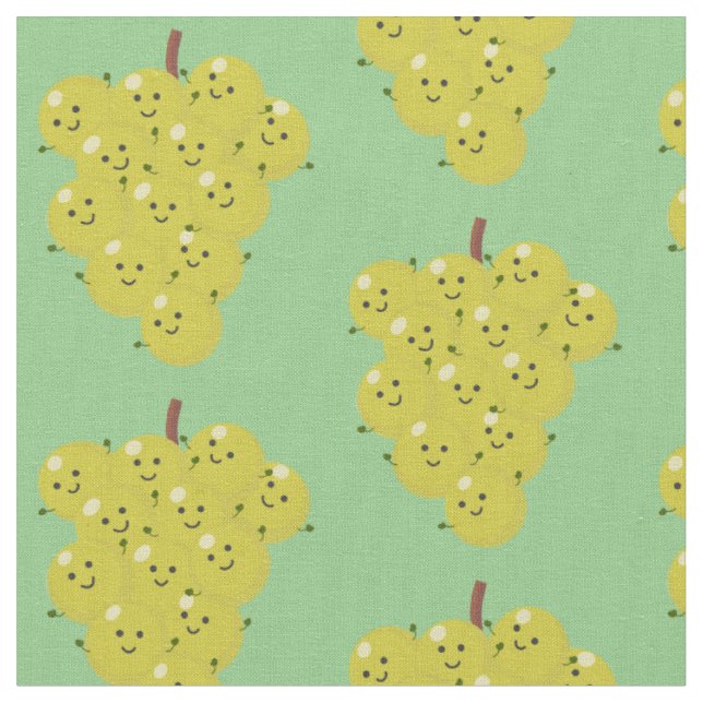 Cute funny bunch of grapes cartoon illustration fabric (Close Up)