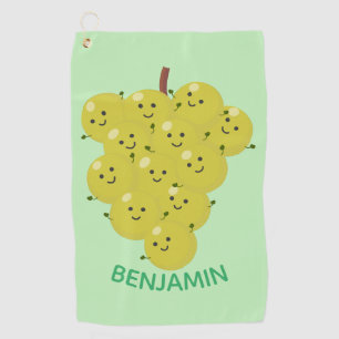 Cute funny bunch of grapes cartoon illustration  golf towel