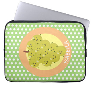 Cute funny bunch of grapes cartoon illustration laptop sleeve