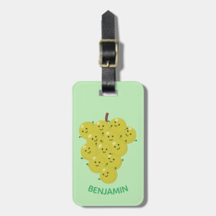 Cute funny bunch of grapes cartoon illustration luggage tag