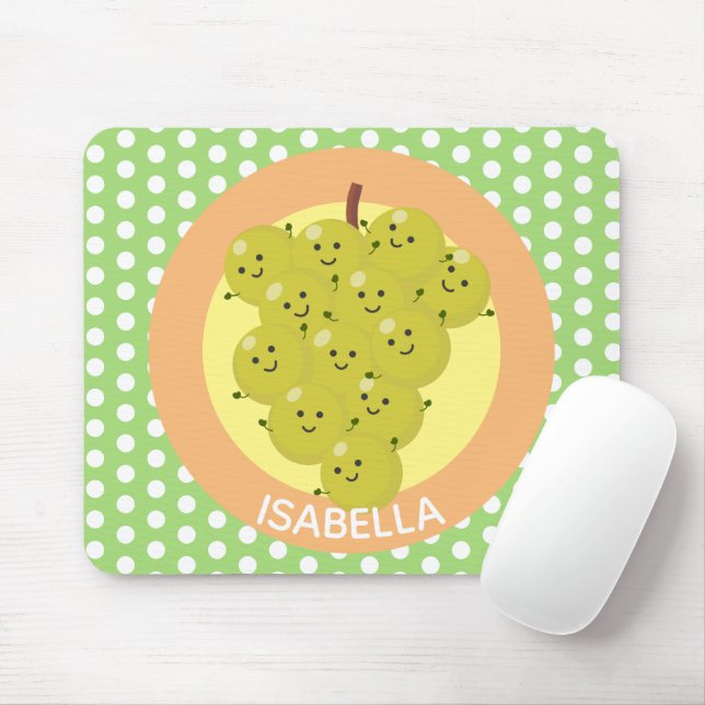 Cute funny bunch of grapes cartoon illustration mouse pad (With Mouse)