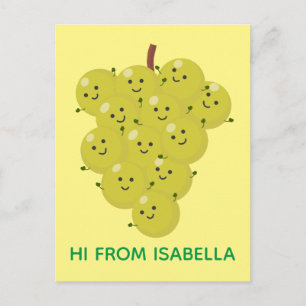 Cute funny bunch of grapes cartoon illustration postcard