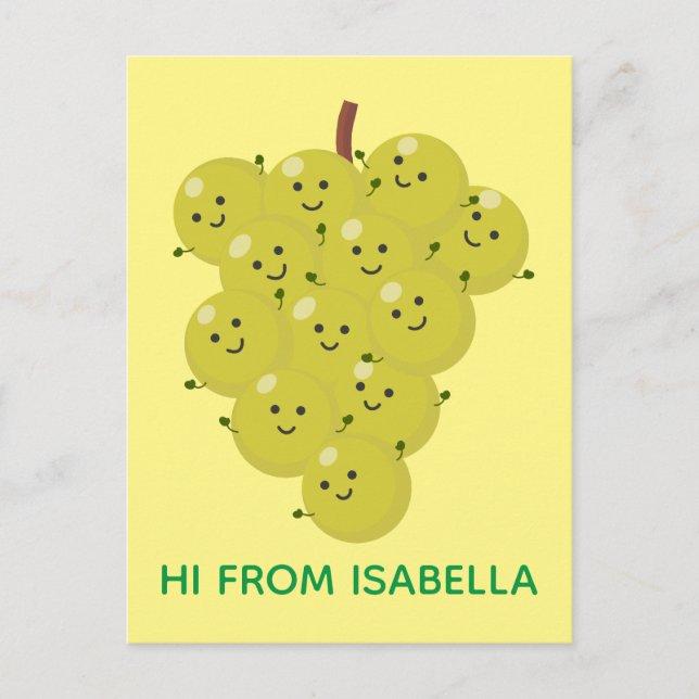 Cute funny bunch of grapes cartoon illustration postcard (Front)