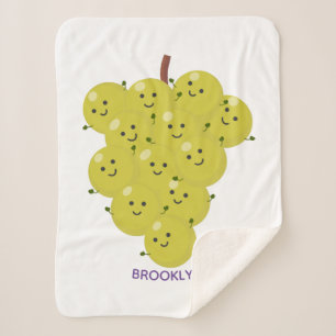 Cute funny bunch of grapes cartoon illustration  sherpa blanket