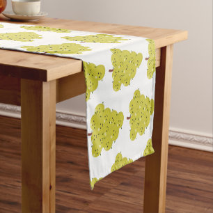 Cute funny bunch of grapes cartoon illustration short table runner