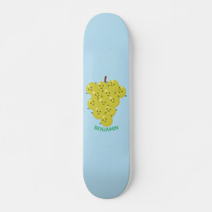 Cute funny bunch of grapes cartoon illustration skateboard