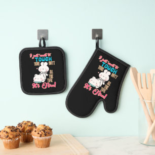 Cute Funny Bunny I Just Want To Touch Your Butt Oven Mitt & Pot Holder Set