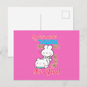 Cute Funny Bunny I Just Want To Touch Your Butt Postcard