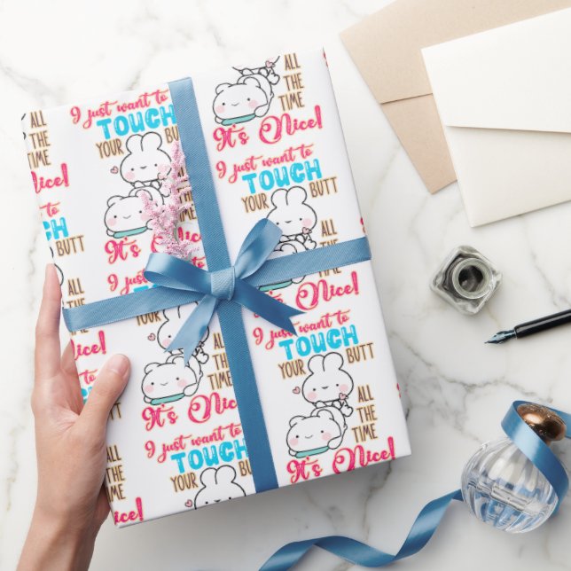 Cute Funny Bunny I Just Want To Touch Your Butt Wrapping Paper (Gifting)