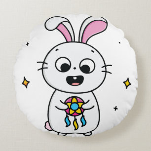 Cute & Funny Bunny Round Cushion