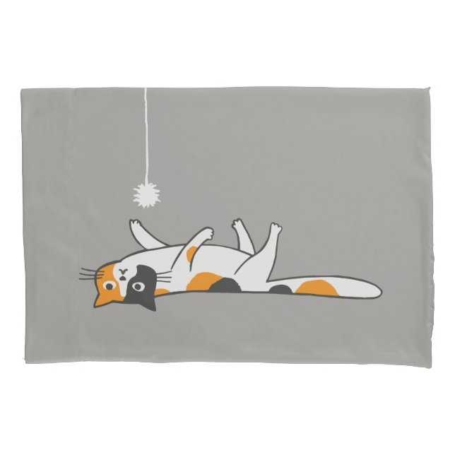 Cute Funny Calico Cat | Pet Kitty Cat Lover's Pillowcase (Front)