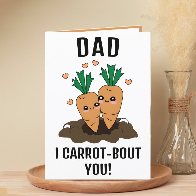 Cute Funny Carrot Pun Dad Happy Birthday Thank You Card (cute funny carrot birthday card for dad)