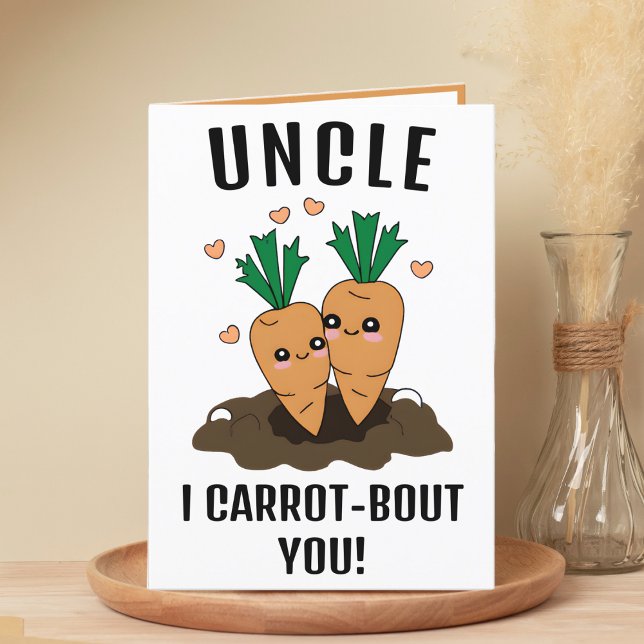 Cute Funny Carrot Pun Uncle Happy Birthday Thank You Card (cute funny carrot birthday card for uncle)