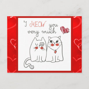 Cute Funny Cartoon Cat Love Postcard