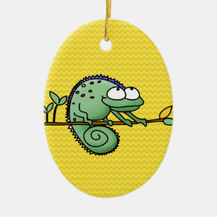 Cute Funny Cartoon Chameleon Green Lizard Ceramic Tree Decoration