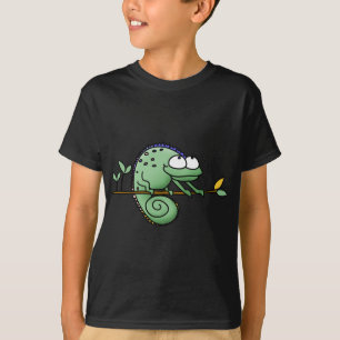 Cute Funny Cartoon Chameleon Green Lizard T-Shirt