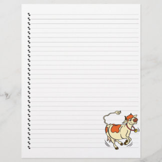 Cute Funny Cartoon Cow Lined Pet Letterhead