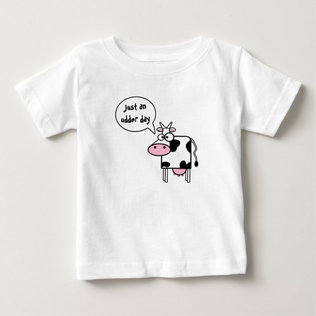 Cute Funny Cartoon Cow Udder Day Baby T-Shirt (Front)