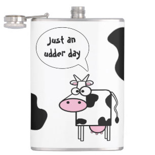 Cute Funny Cartoon Cow Udder Day Hip Flask