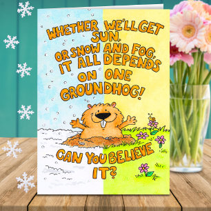Cute & Funny Cartoon Groundhog Day Greeting Card