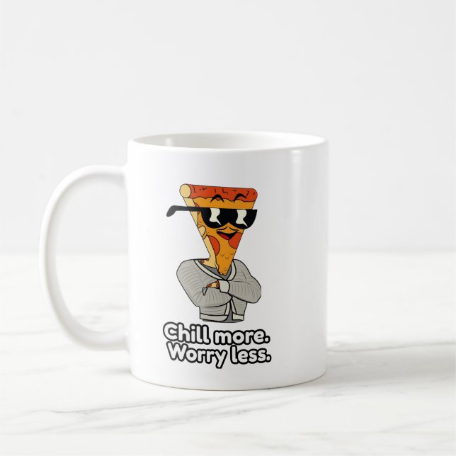 Cute Funny Cartoon Pizza Slice Classic Mug (Left)