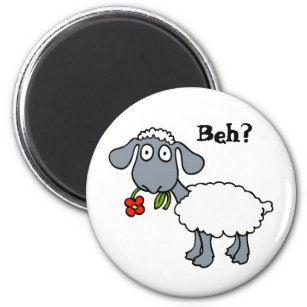 Cute Funny Cartoon Sheep Red Flower Customisable Magnet
