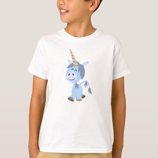 Cute Funny Cartoon Unicorn Children T-Shirt (Front)