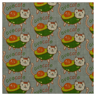 Cute funny cat avocado "Avocato" Fabric