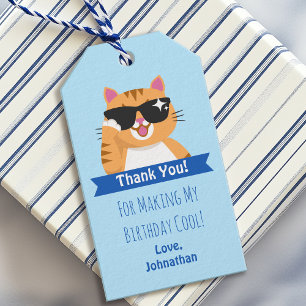 Cute Funny Cat Child's Birthday Thank You Gift Tags