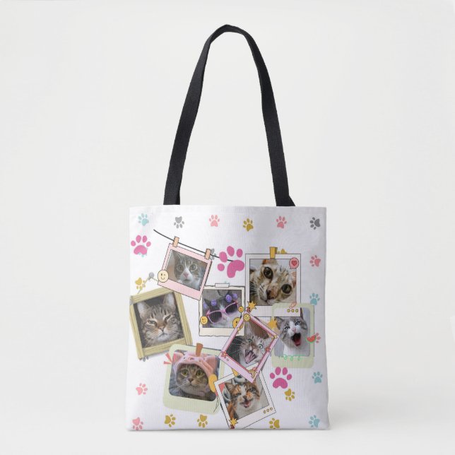 Cute & funny cat collage  tote bag (Front)