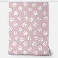 Cute Funny Cat Dog Paw Prints White & Blush Pink