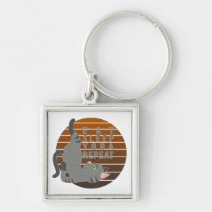 Cute funny cat doing yoga. funny yoga design key ring