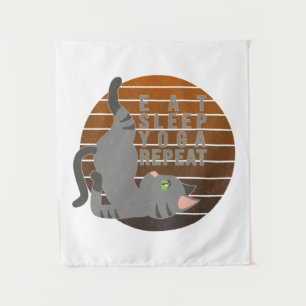 Cute funny cat doing yoga. funny yoga design tapestry
