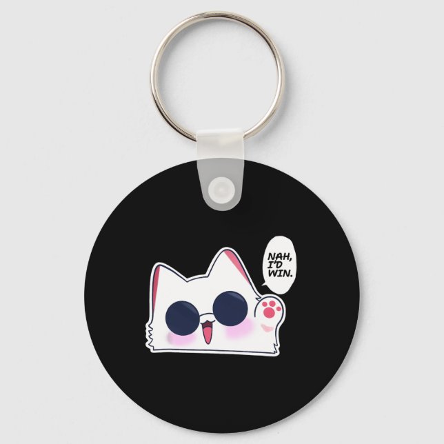 Cute Funny Cat Funny Anime Meme Nah I'd Win Gojo C Key Ring (Front)