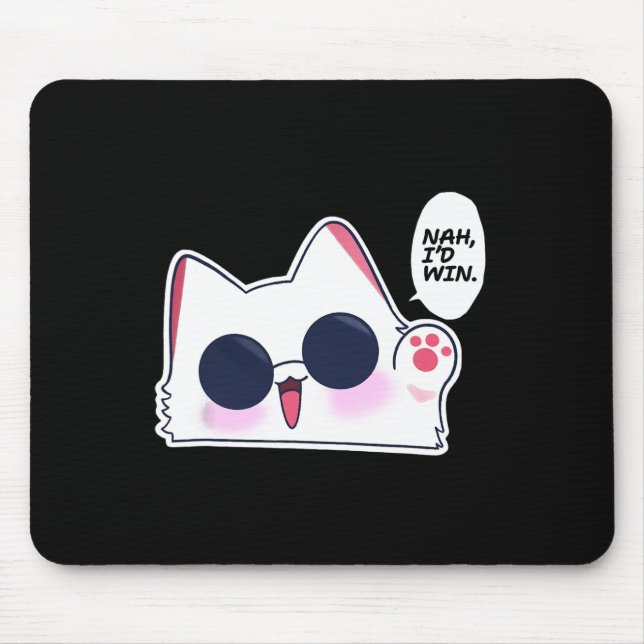 Cute Funny Cat Funny Anime Meme Nah I'd Win Gojo C Mouse Pad (Front)