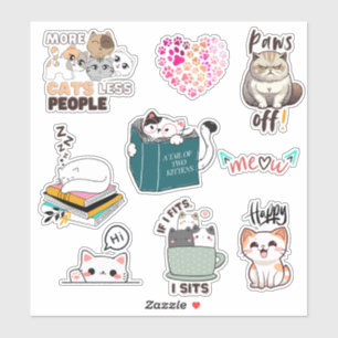 Cute & Funny Cat kawaii vinly Sticker Pack