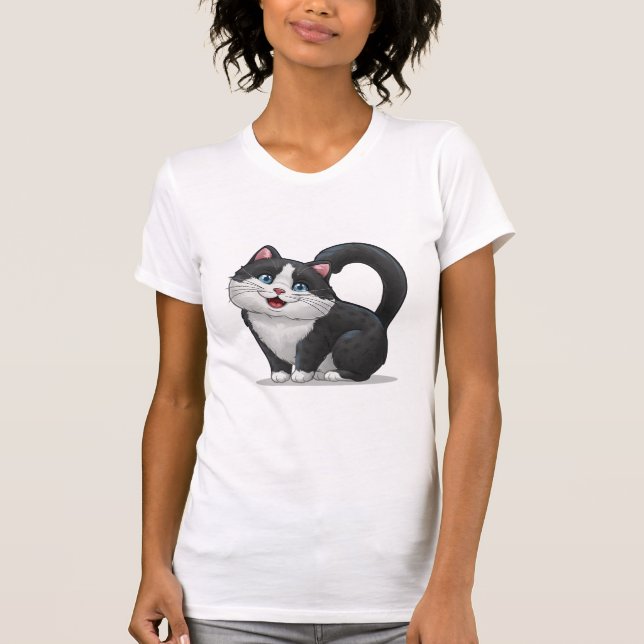 Cute Funny Cat Lover Heart Shape T-Shirt (Front)