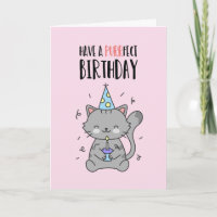 Cute Funny Cat Lover Kitten Pun Purrfect Birthday