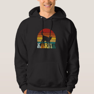Cute Funny Cat Lover Sunset Shape Retro Cat Karma Hoodie