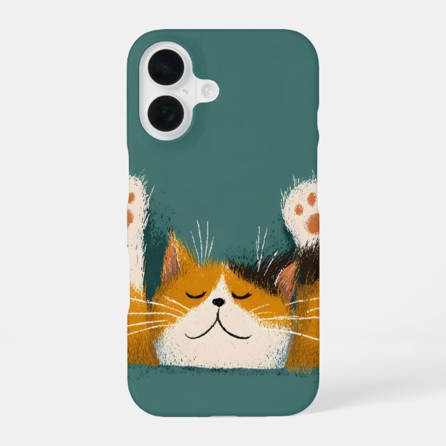 Cute Funny Cat Nap iPhone 16 Case (Back)
