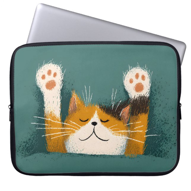 Cute Funny Cat Nap Laptop Sleeve (Front)