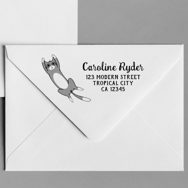 Cute Funny Cat Personalised Rubber Stamp (Creator Uploaded)