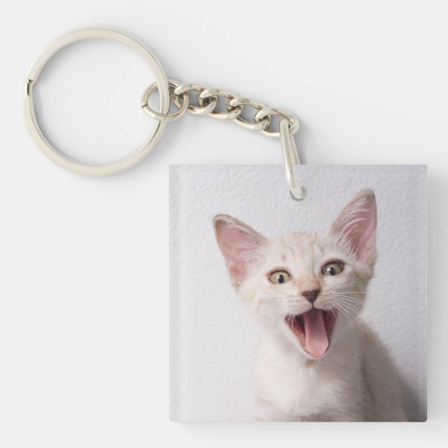 Cute Funny cat Photo Key Ring (Front)