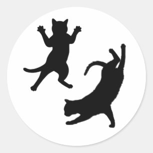 Cute Funny Cat Silhouette Classic Round Sticker