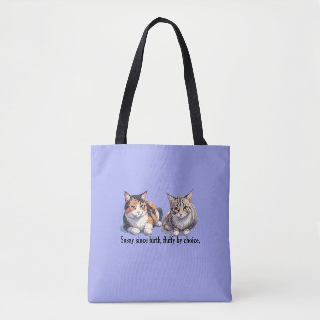 Cute Funny Cat Theme Light Blue Tote Bag (Front)