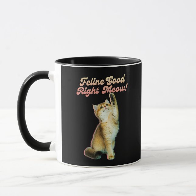 Cute Funny Cat Typography with Playful Kitten Mug (Left)