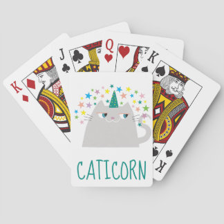 Cute Funny Cat Unicorn Doodle Cartoon Playing Cards
