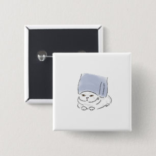 Cute Funny Cat with Towel Wrap and Earring Hand Dr 15 Cm Square Badge