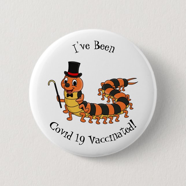Cute funny centipede cartoon illustration 6 cm round badge (Front)